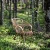 Luonnonvärinen matala lumikenkä tuoli metsässä