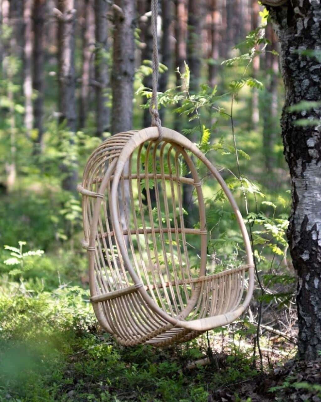 Sirkka riippukeinu puuhun kiinnitettynä