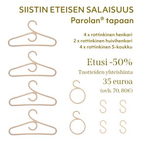 Rottinkiset henkarit ja koukut - tuotepaketti